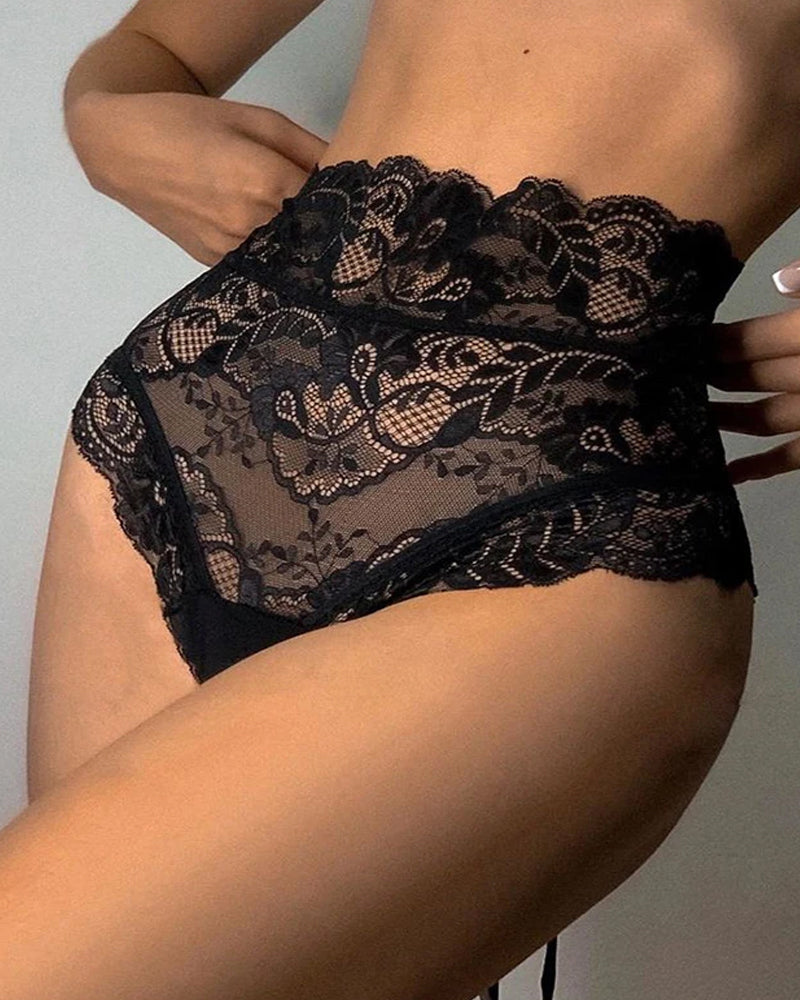 Lace High-waisted Tie-up Bodycon Panties