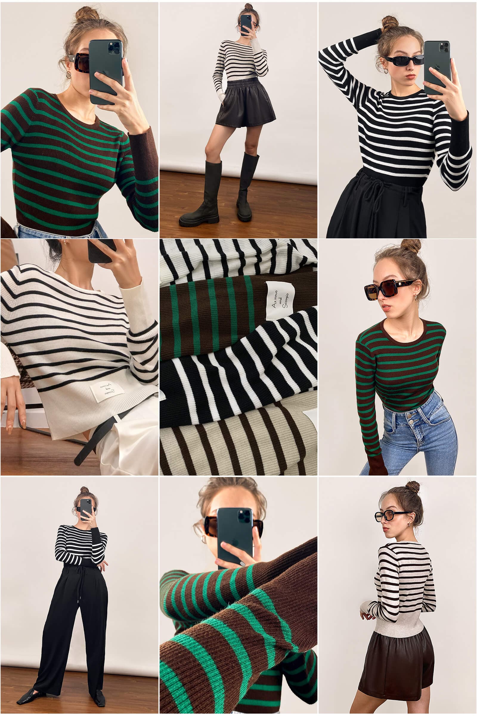 White Appliqued Striped Wool-Blend Sweater