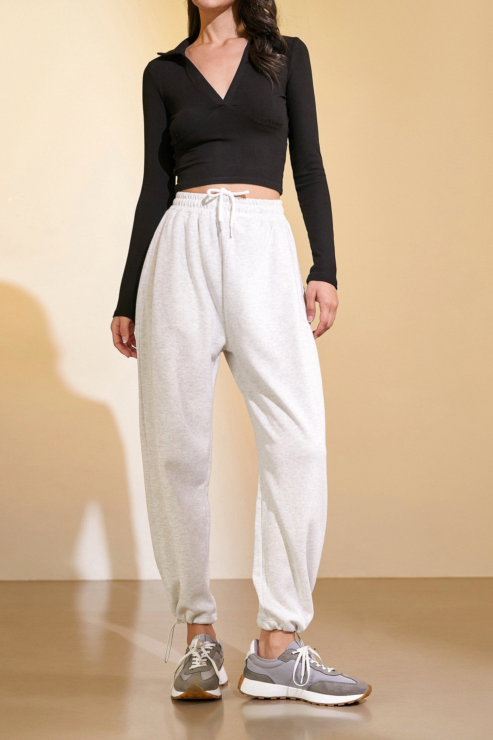 Gainsboro Drawstring Hem Joggers