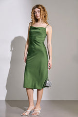 Norah Dark Green Slip Midi Dress