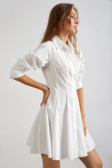 Serena White Button Up Shirt Dress