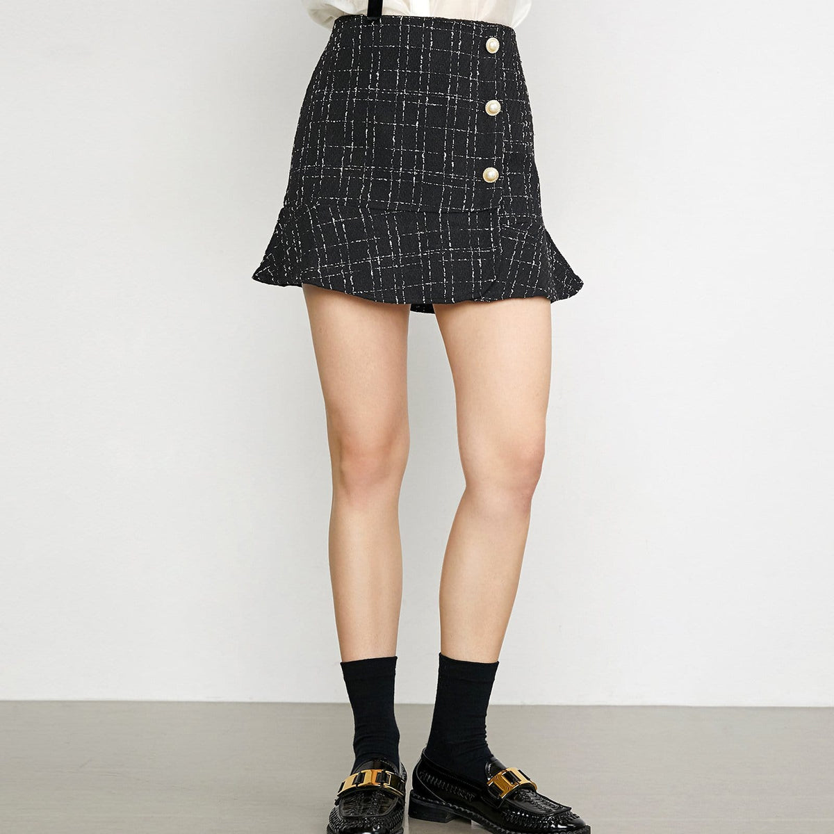 Othmar Black Ruffle Hem Skirt
