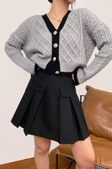 Hildagarde Grey Button-Up Cardigan