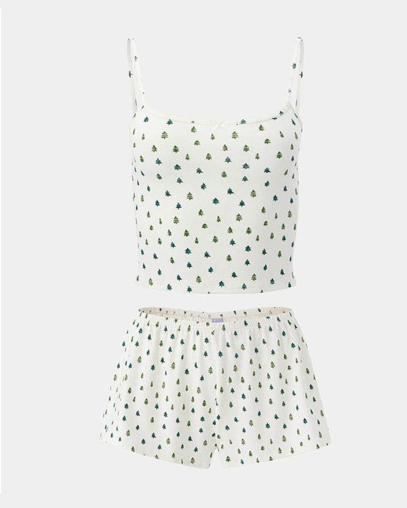 Christmas Comfortable Casual Stretch Vest Shorts Loungewear Set