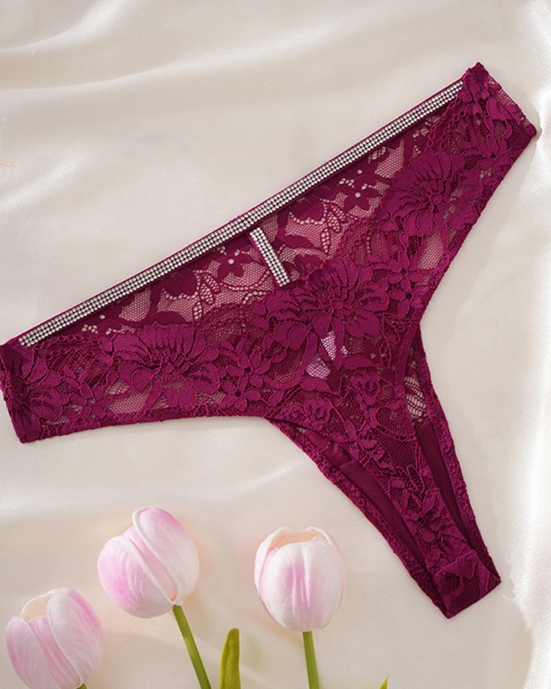 5-Pack Lace Openwork Seamless Thongs