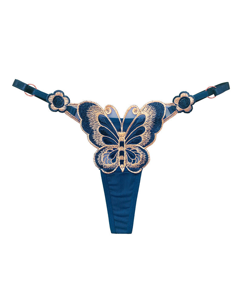 Butterfly Embroidered Low-rise Thong