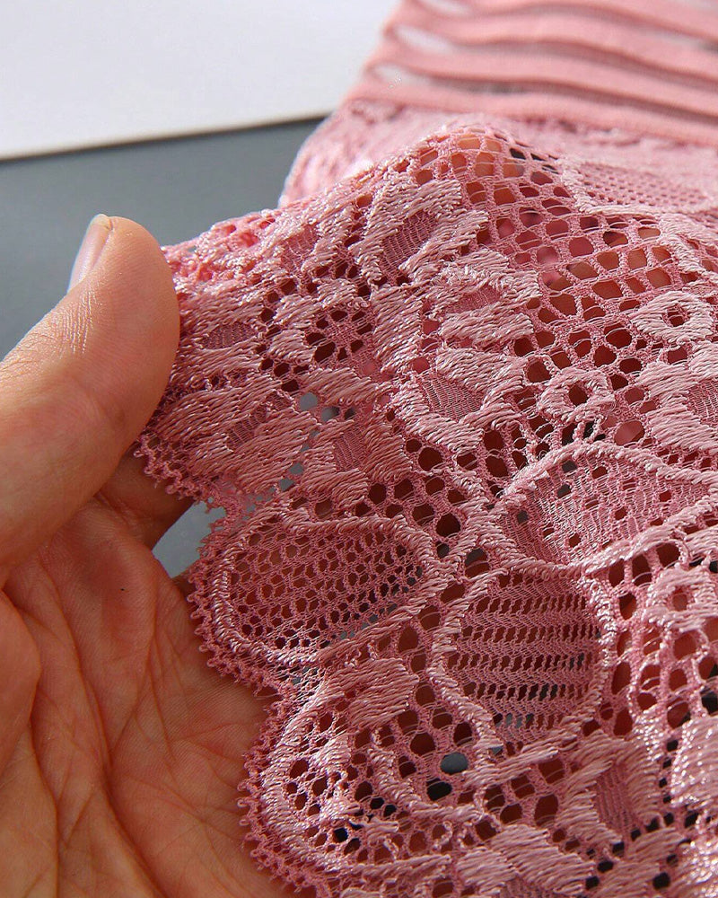 Women's High Waist Tummy Control Seamless Flower Lace Breathable Panties