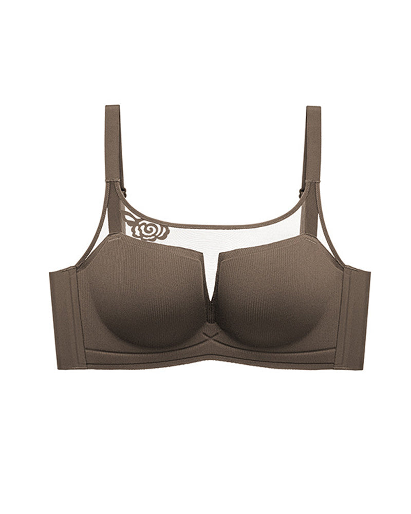 Seamless Push-up Anti-sagging Wire-free See-through Mesh Bra