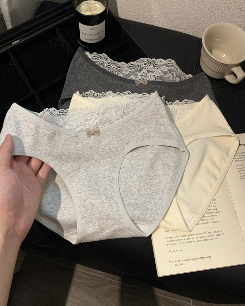 Comfortable Lace-trimmed Soft Cotton Panties