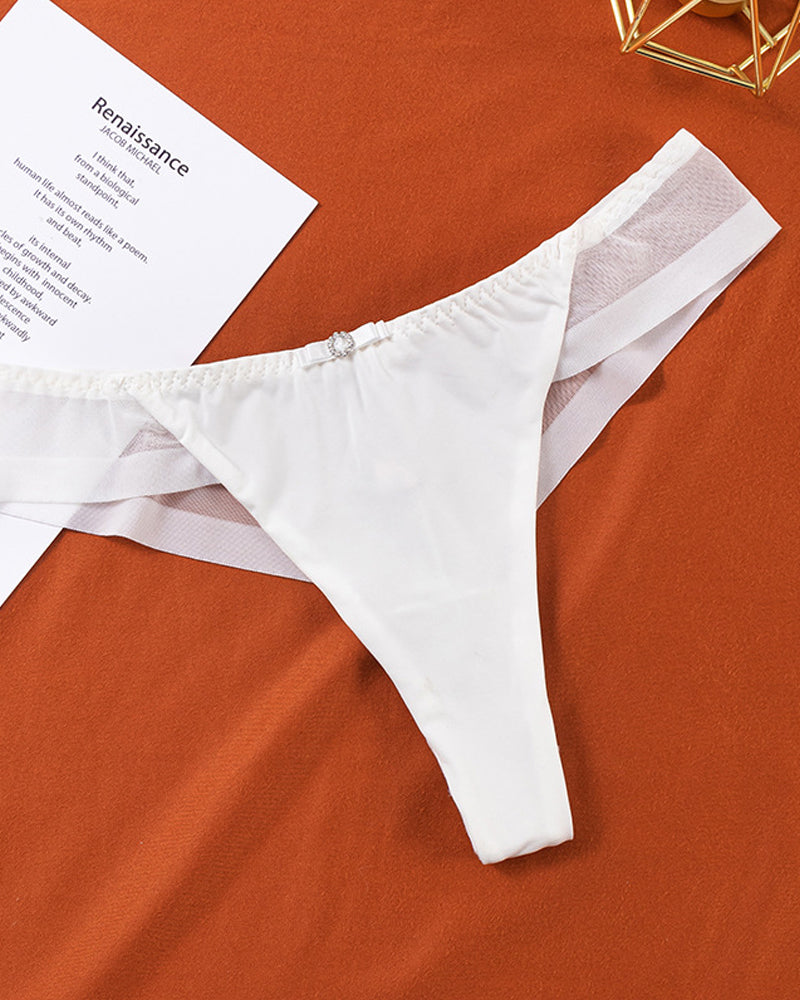 Ice Silk Nude Seamless See-Through Mesh Thong