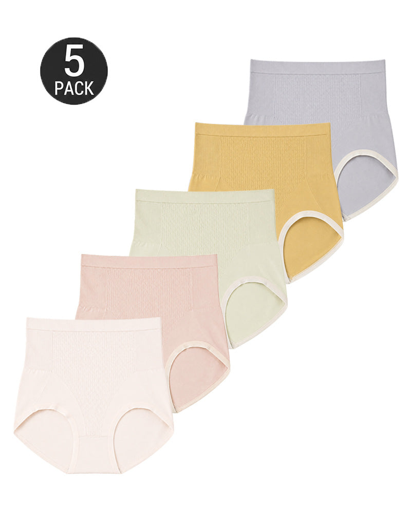 5-Pack Pure Cotton High Waist Tummy Control Hip Lift Seamless Panties