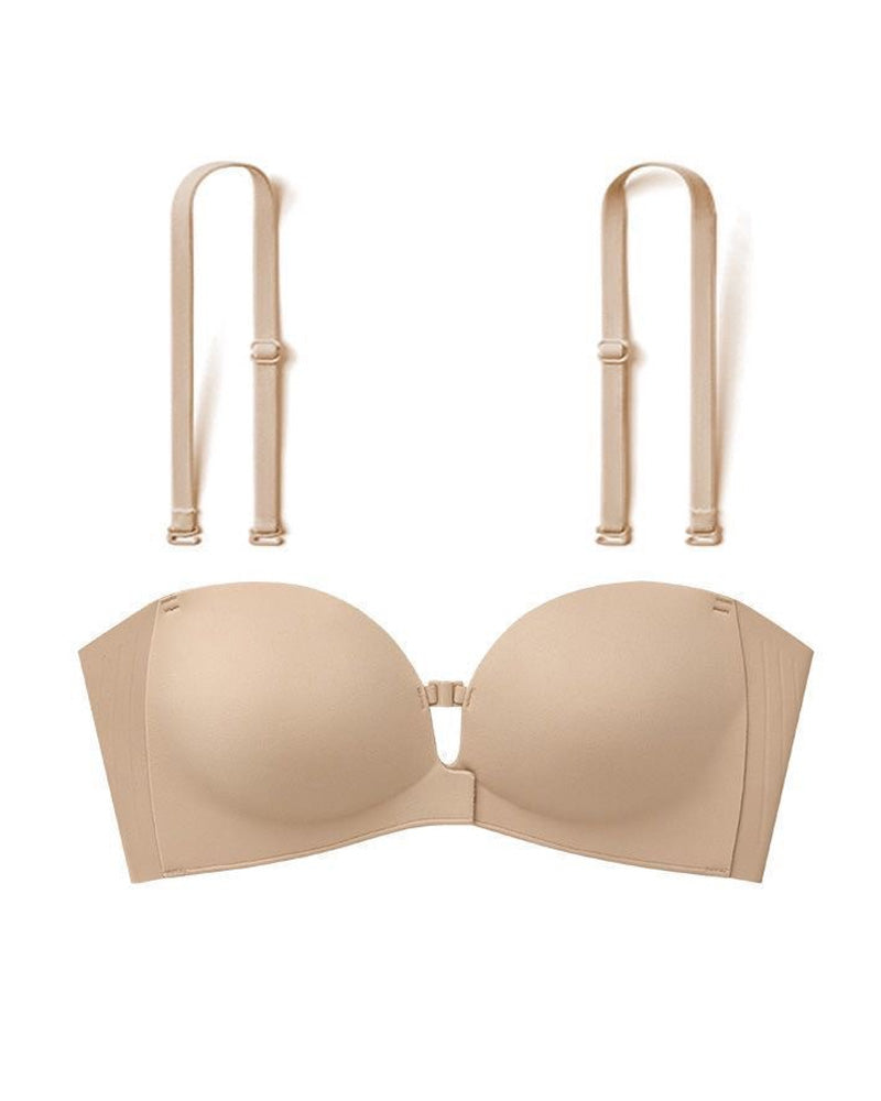 Double Front Closure Strapless Seamless Wire-free Push-up Bra