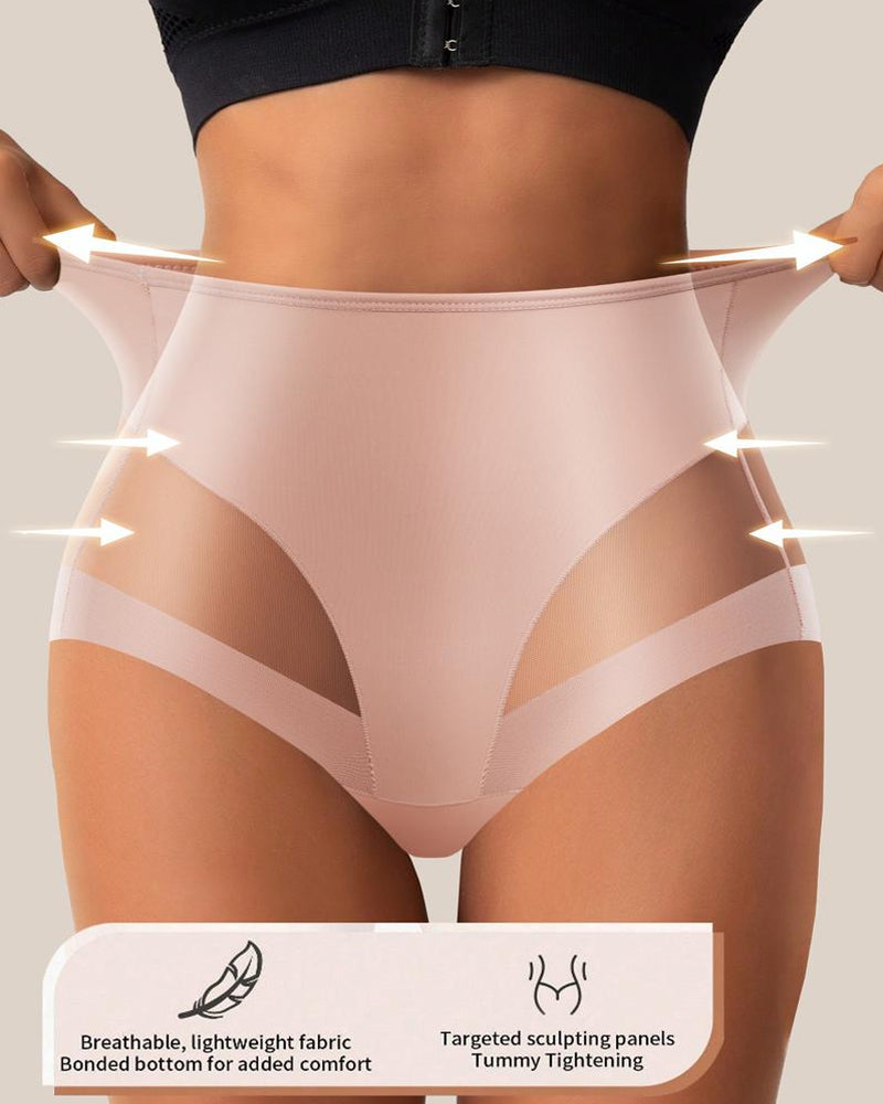 Stretchy Mesh Patchwork Tummy Control Butt Lifting Panties