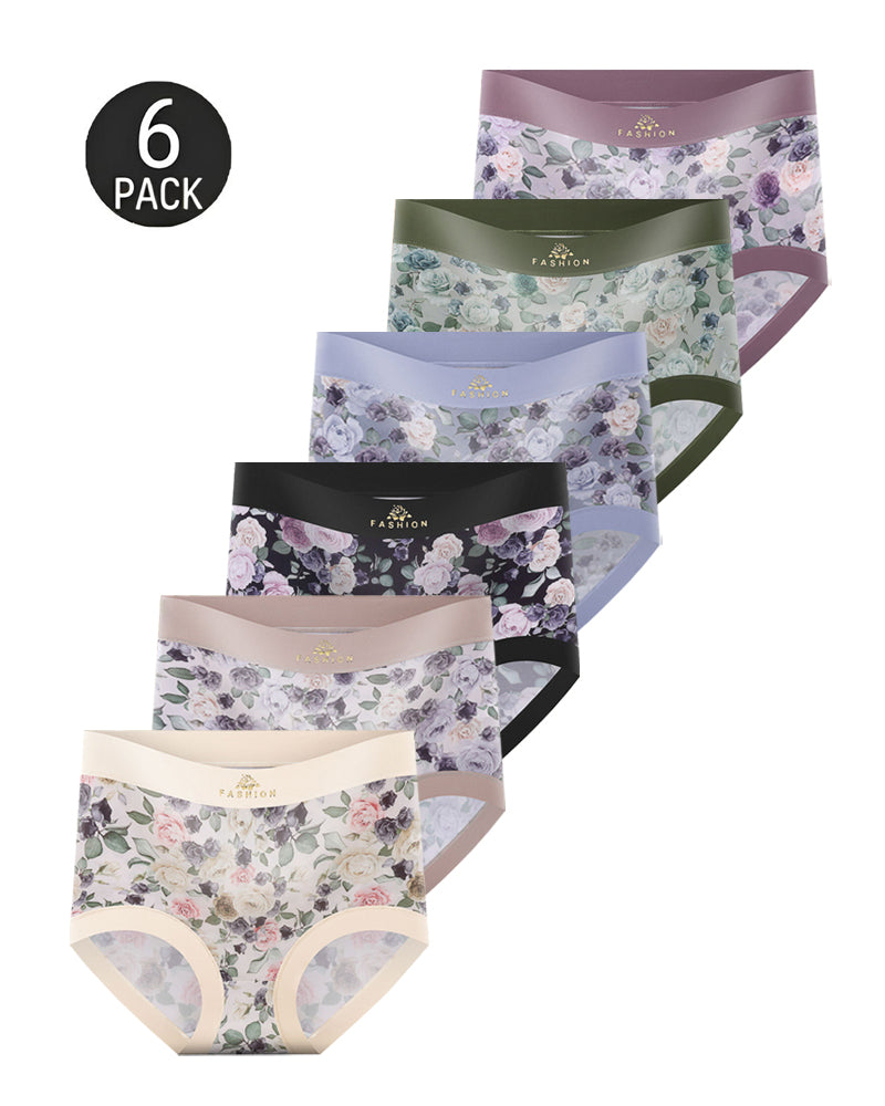 Multiple Packs High Waist Colorblock Floral Print Seamless Panties
