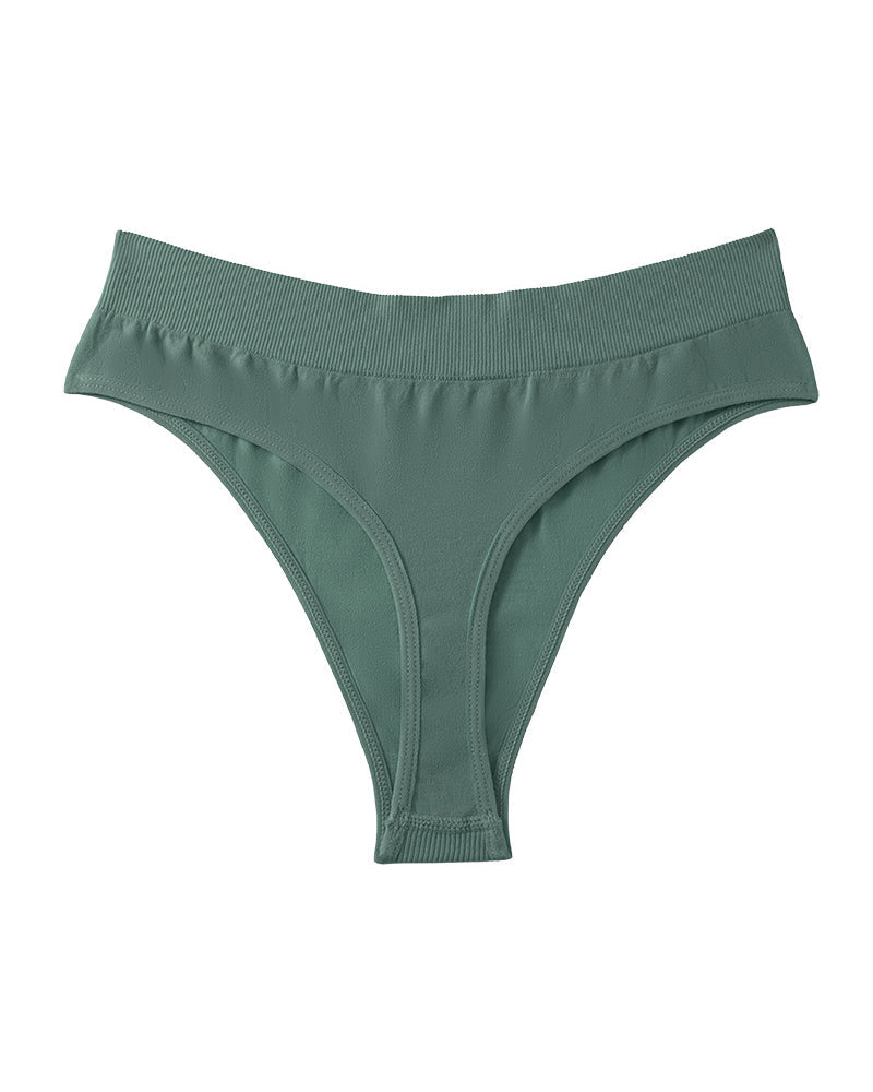 Women's Seamless Sports Fitness Solid Color Elastic T-Thong