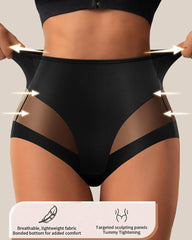 Stretchy Mesh Patchwork Tummy Control Butt Lifting Panties
