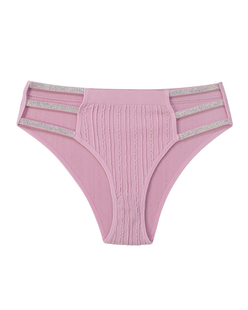 Openwork Glossy Waistband Comfortable Breathable Underwear