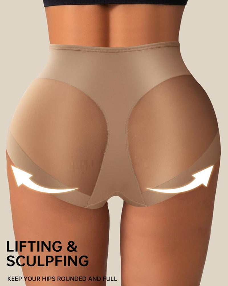 Stretchy Mesh Patchwork Tummy Control Butt Lifting Panties