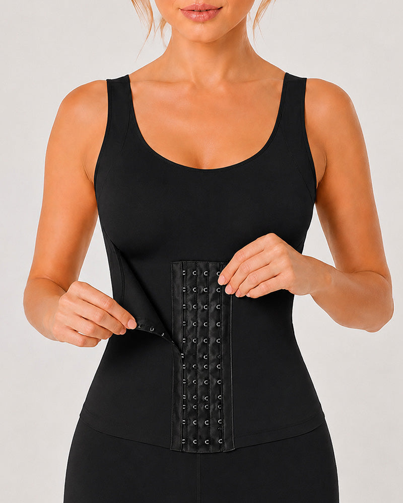 4-in-1 Seamless Front Closure Tummy Control Wire-Free Bra Crossback Shaping Vest
