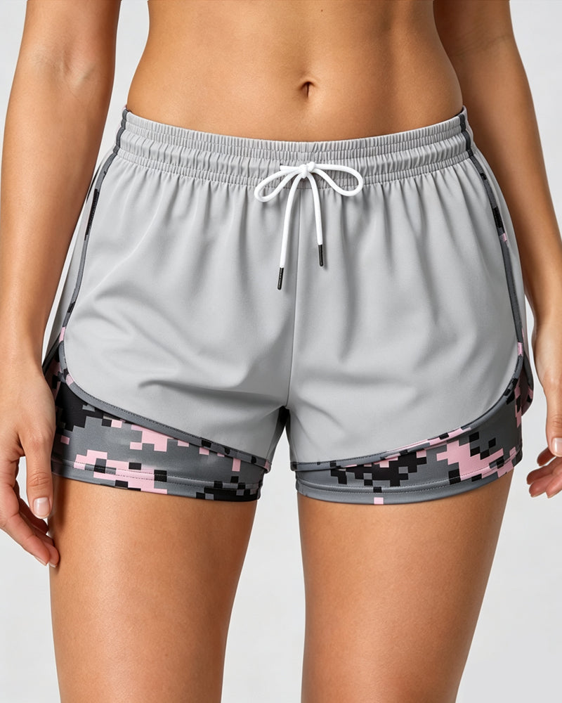 Casual Stretch Colorblock Lined Athletic Shorts
