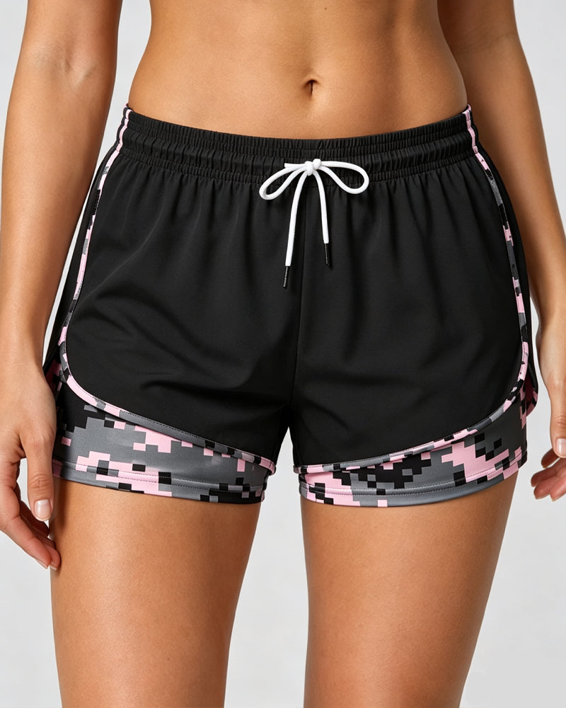 Casual Stretch Colorblock Lined Athletic Shorts