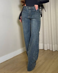 Diamond Front Casual Straight Jeans