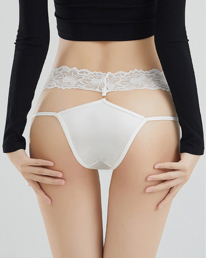 Satin Lace Openwork Breathable Panties