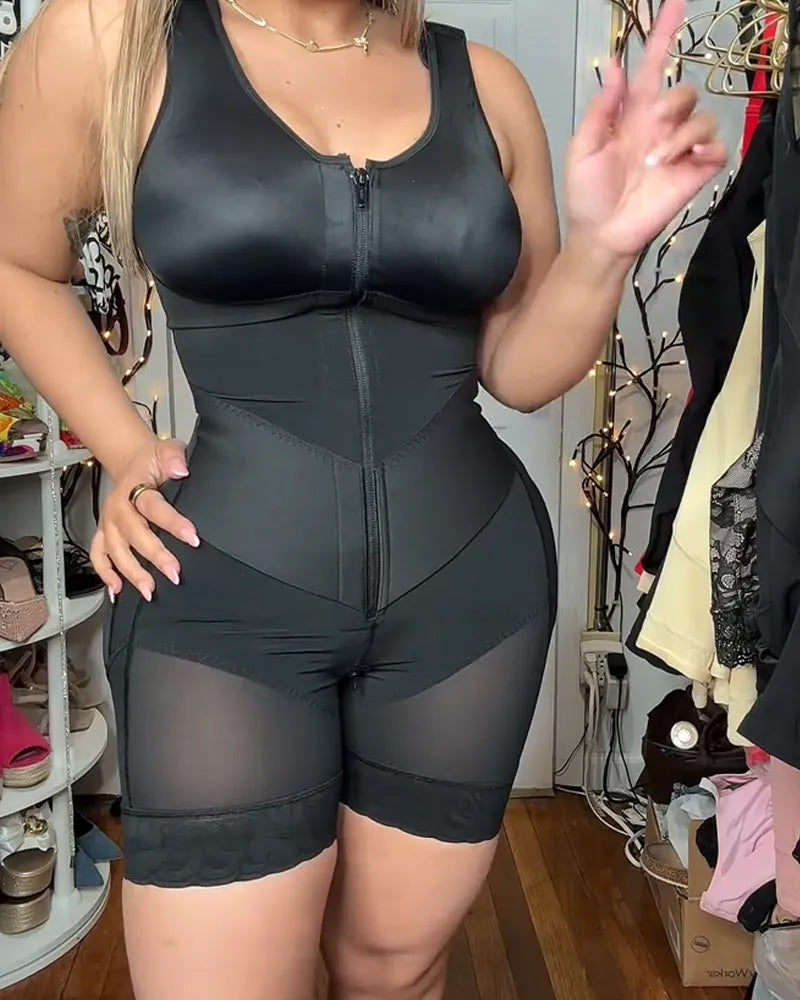 Women's V-shaped Elastic Band Design S-curve Shaping and Tummy Control Bodysuit