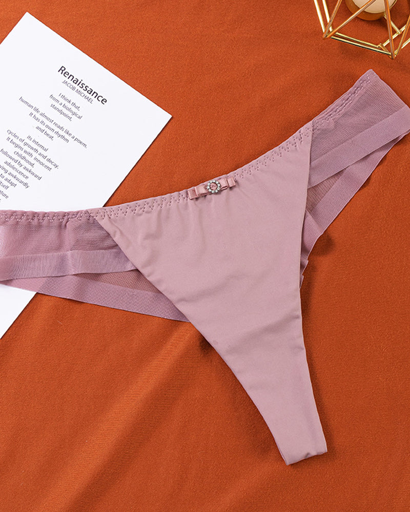 Ice Silk Nude Seamless See-Through Mesh Thong