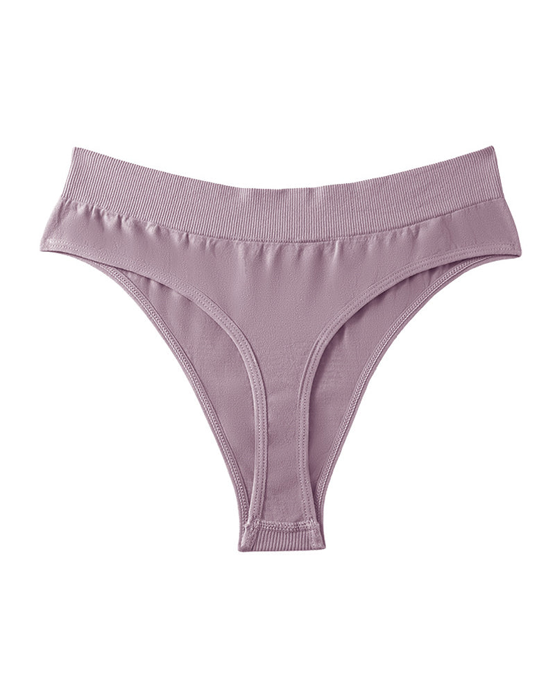 Women's Seamless Sports Fitness Solid Color Elastic T-Thong