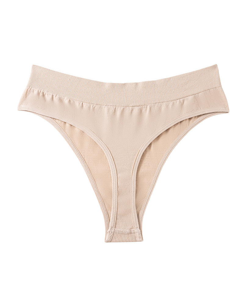 Women's Seamless Sports Fitness Solid Color Elastic T-Thong