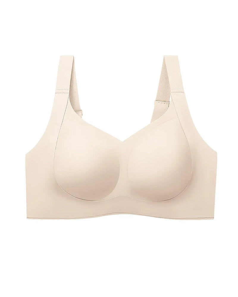 Women's Wire-free Seamless Double-layer Lifting Shoulder Straps Full Cup Push-up Jelly Bra