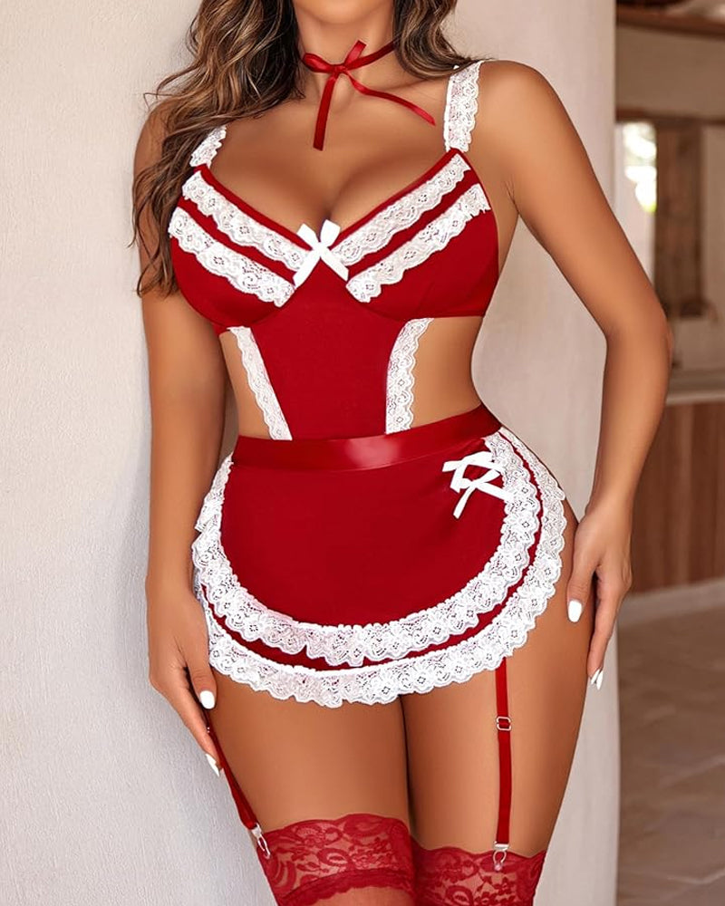 Hollow Backless Maid Uniform Suit