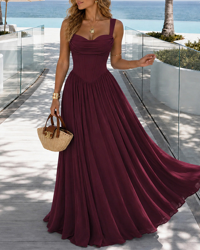 Women's Tight-fitting Corset Sleeveless Long Dress