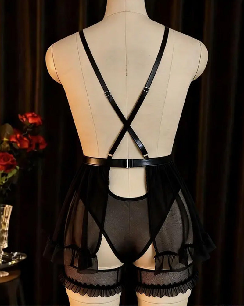 Deep V Neck Lace Backless Teddies Lingerie
