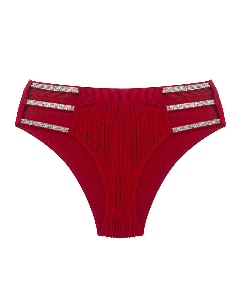 Openwork Glossy Waistband Comfortable Breathable Underwear