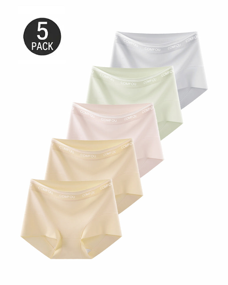 Five-Pack Mid Waist Pure Cotton High Elasticity Breathable Briefs
