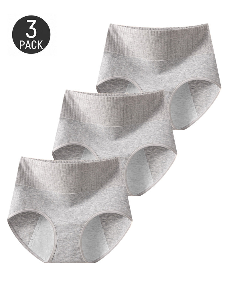 3-Pack High Waist Pure Cotton Comfortable Leak-proof Menstrual Panties