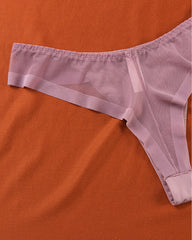 Ice Silk Nude Seamless See-Through Mesh Thong