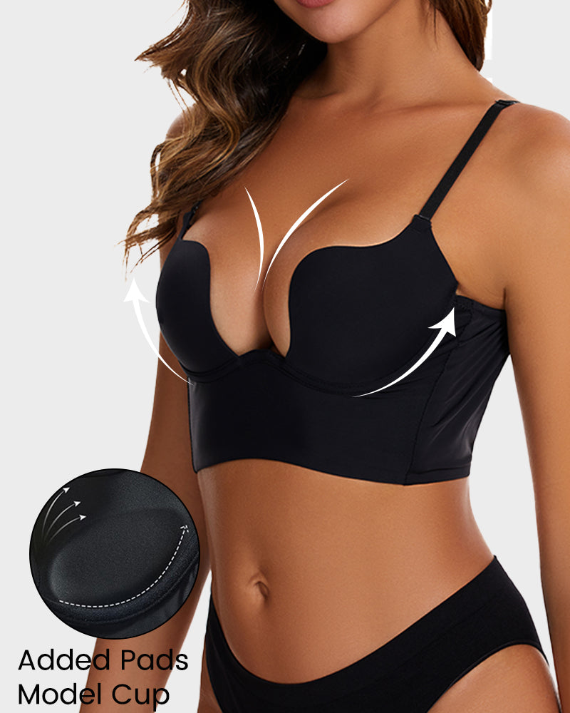 2 PackLow Back Secret Plunge Bra - Black+White