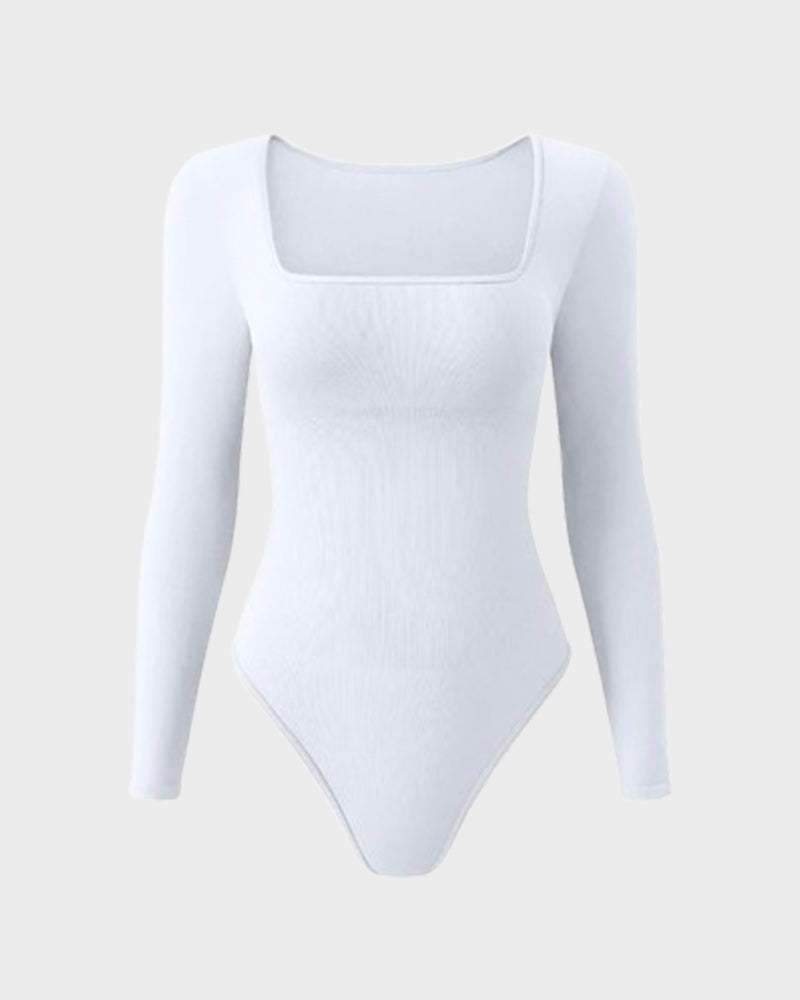 Square Neck Long Sleeve Bodysuits