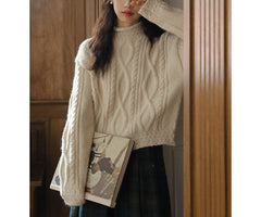 Cable Knit Mock Neck Sweater