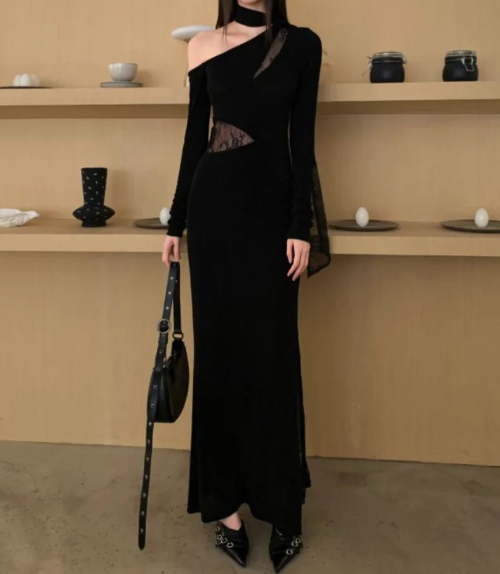 Mesh Paneled Cold-Shoulder Bodysuit