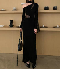 Mesh Paneled Cold-Shoulder Bodysuit