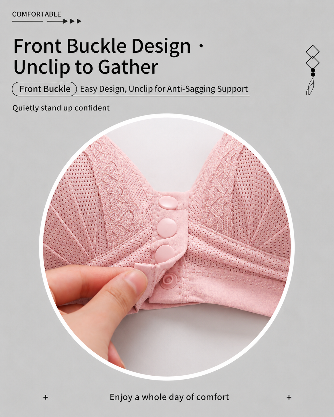 Three-Pack Front-Close Jacquard Full Cup Wire-Free Seamless Bra