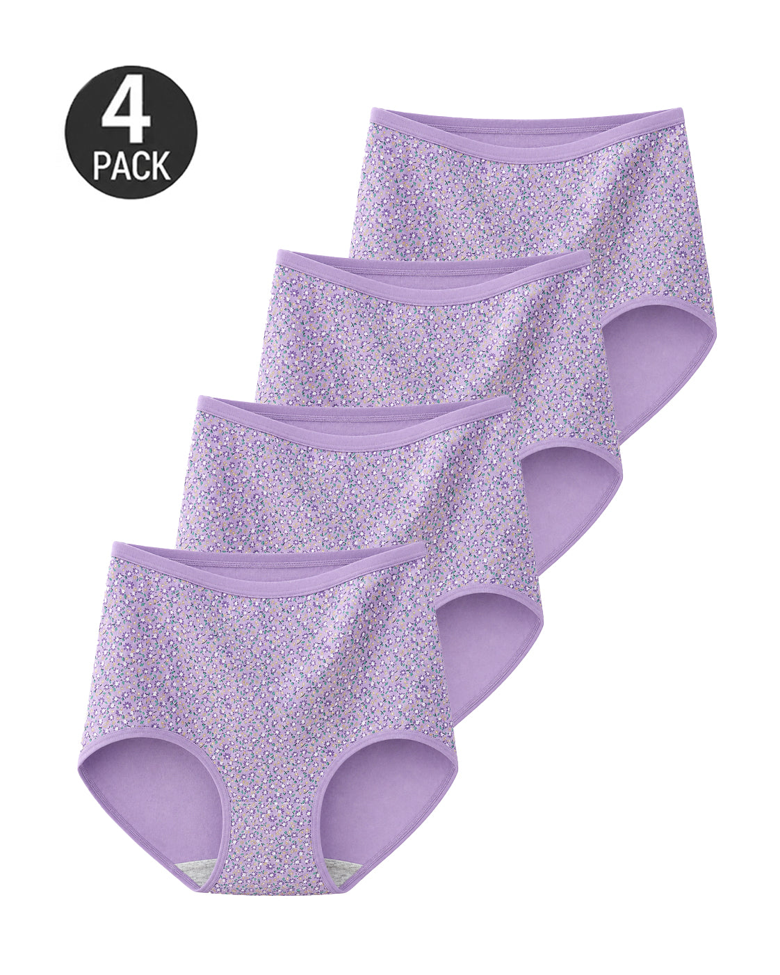 4-Pack High Waist Cotton Printed Loose Stretch Briefs