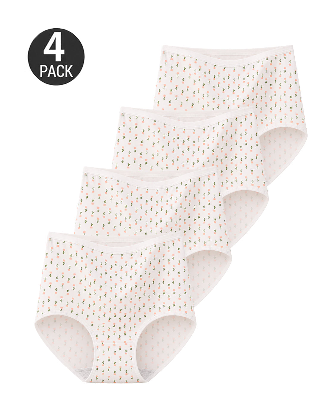 4-Pack High Waist Cotton Printed Loose Stretch Briefs