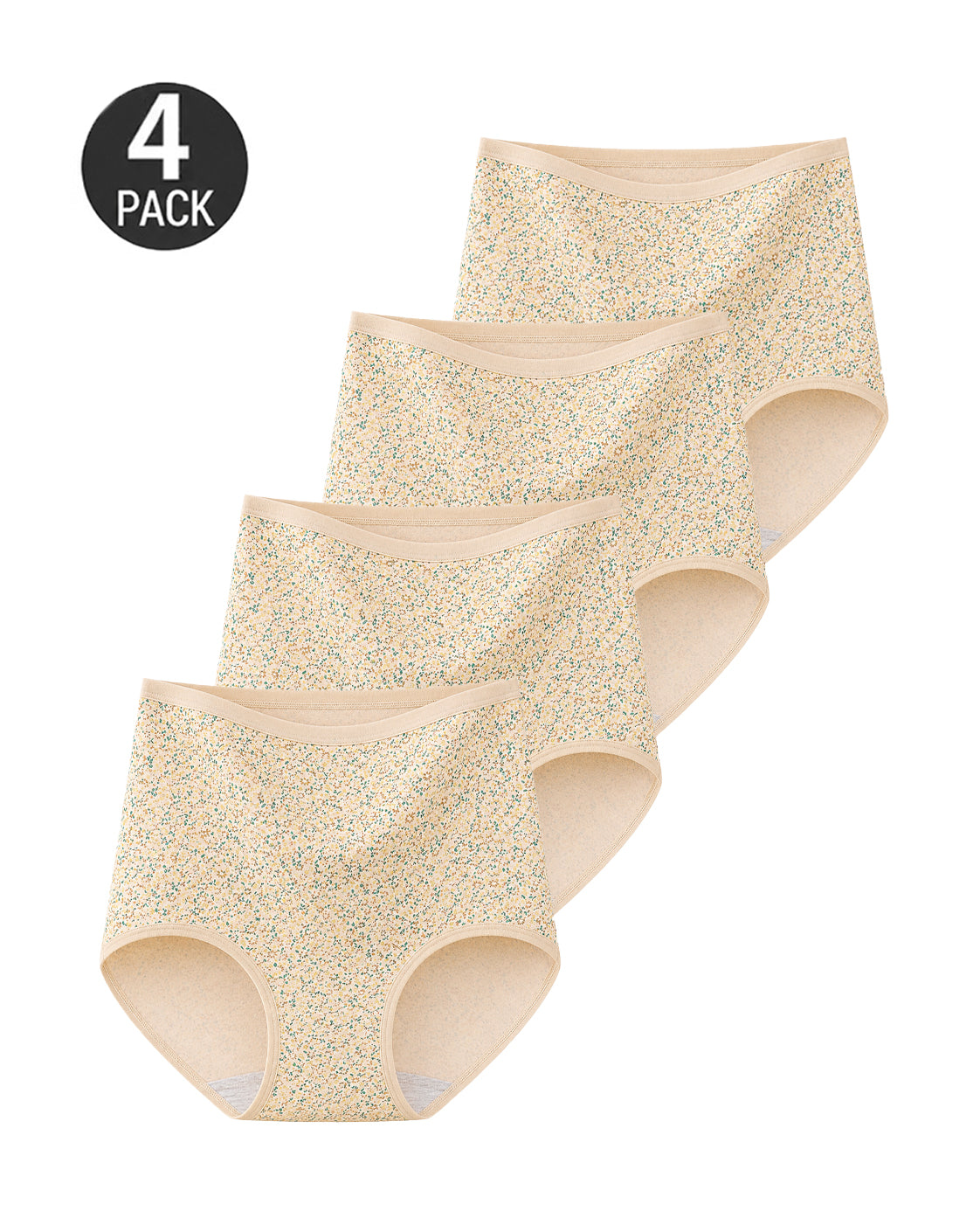 4-Pack High Waist Cotton Printed Loose Stretch Briefs