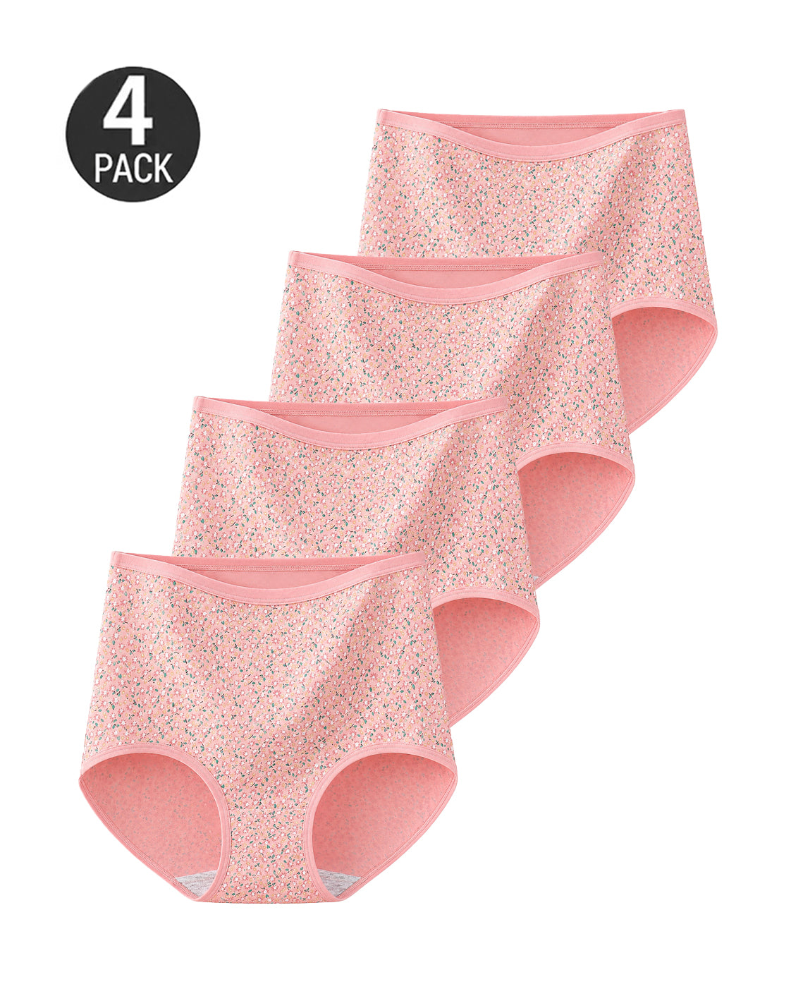 4-Pack High Waist Cotton Printed Loose Stretch Briefs