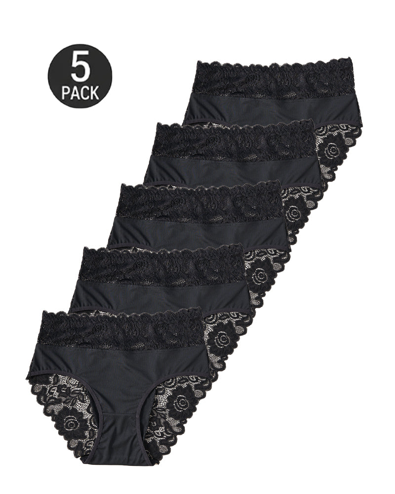 5-Pack Floral Lace High Elasticity Breathable Briefs